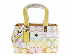 Coach 10673 Hamptons Scribble Tote Bag Silver Multicolor